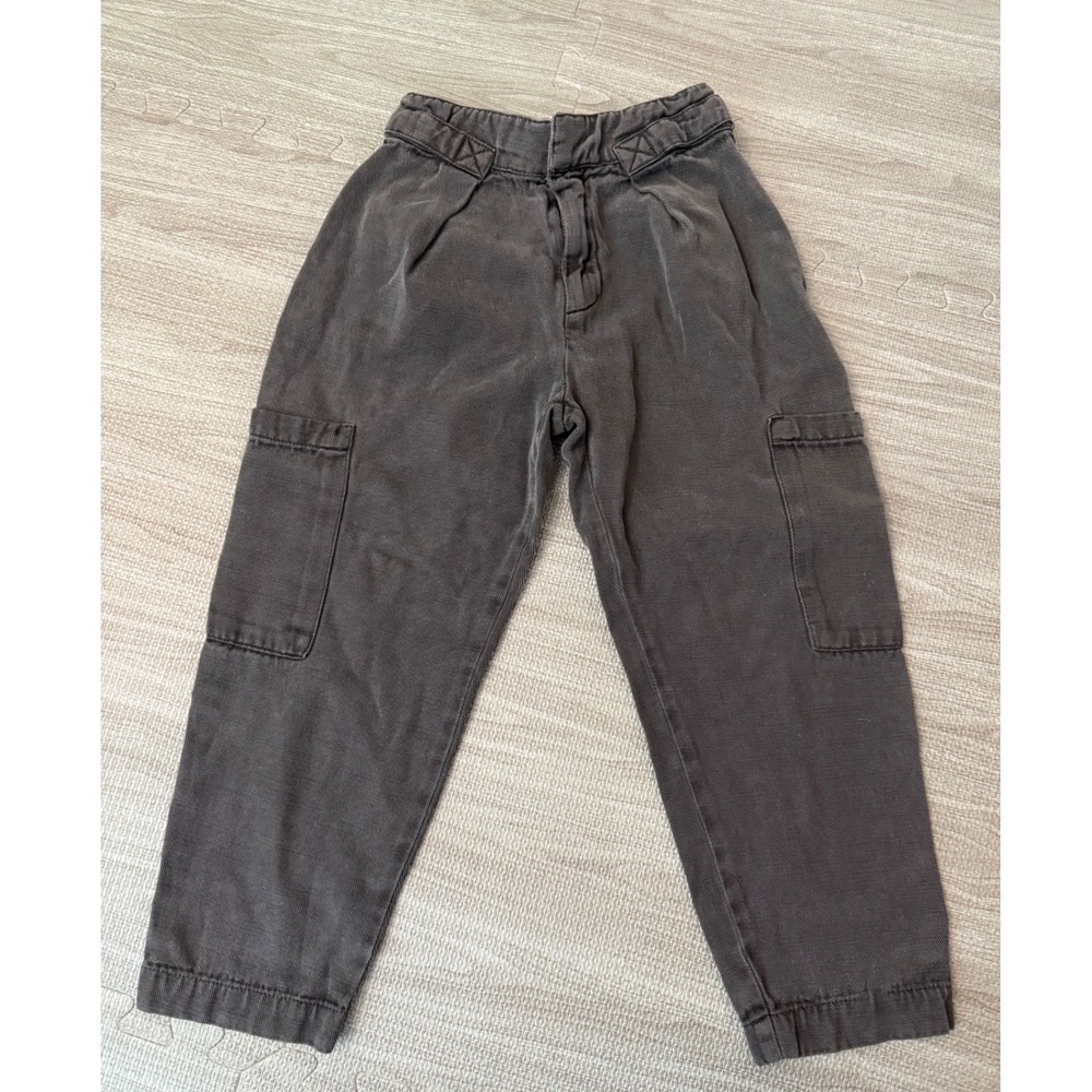 Zara Kids Charcoal Grey Faded Cargo Pants Elastic Waist Size 6